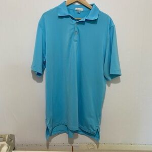 Peter Millar Polo Shirt Size Large‎ Blue Performance Golf Short Sleeve Classic